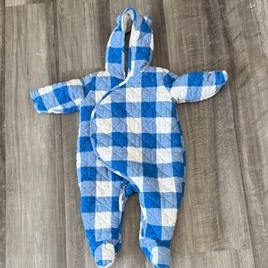Baby GAP bunting 6-12 months boys quilted lined warm snowsuit plaid blue winter